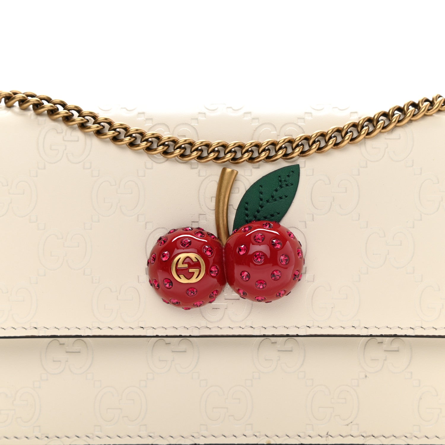 Gucci Guccissima Mini Cherry Chain Bag White 7 of 9