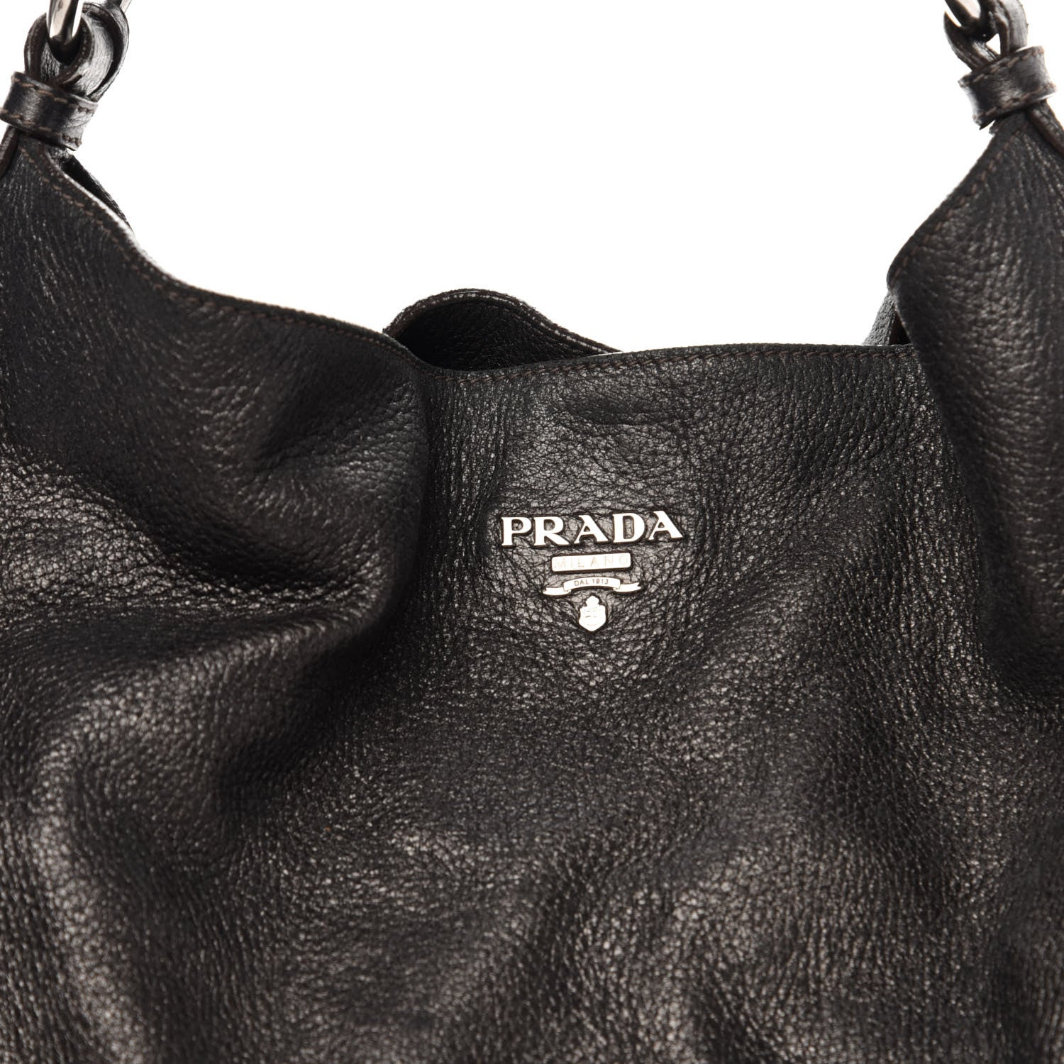 Prada Metallic Vitello Daino Hobo Dark Grey 15 of 15
