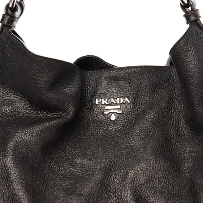 Prada Metallic Vitello Daino Hobo Dark Grey 15 of 15