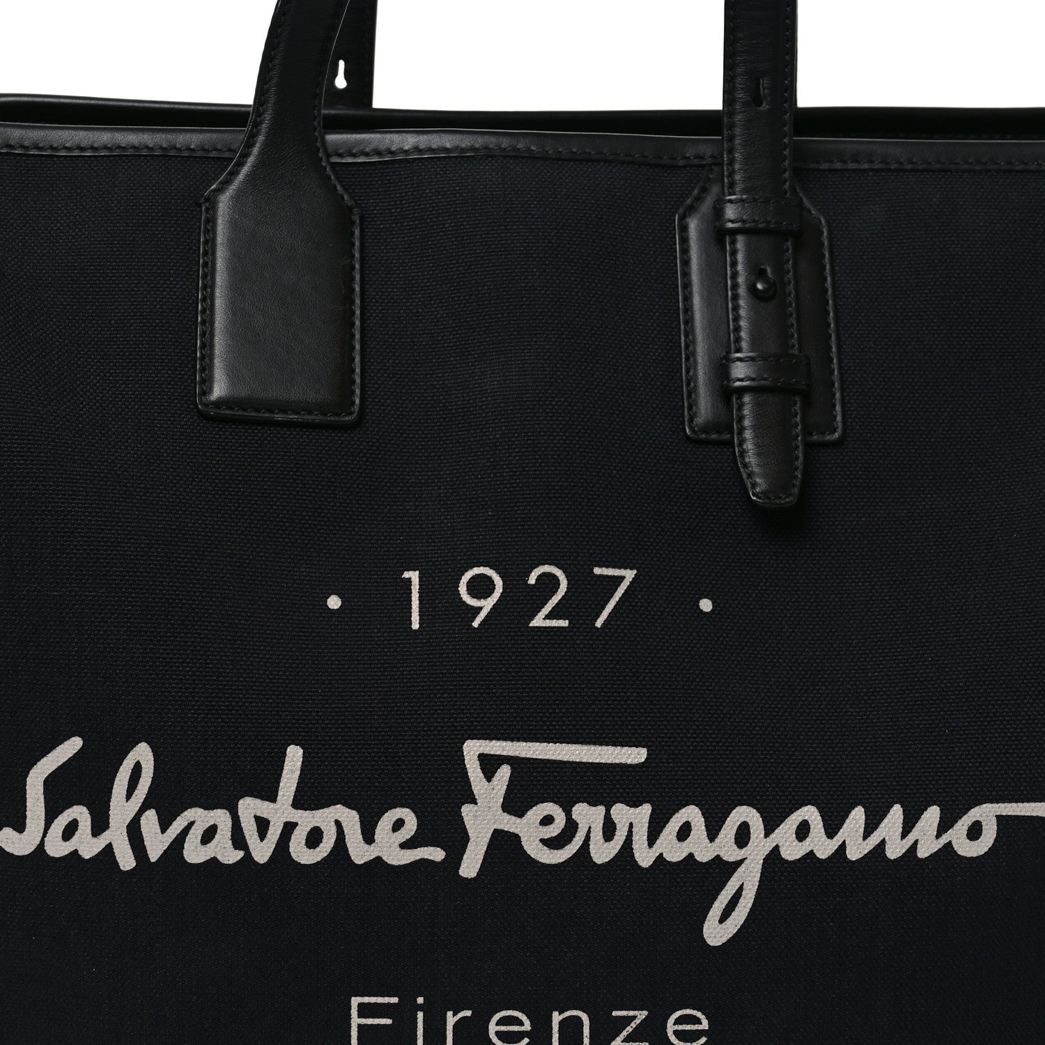 Salvatore Ferragamo Canvas 1927 Signature Tote Black 1869072