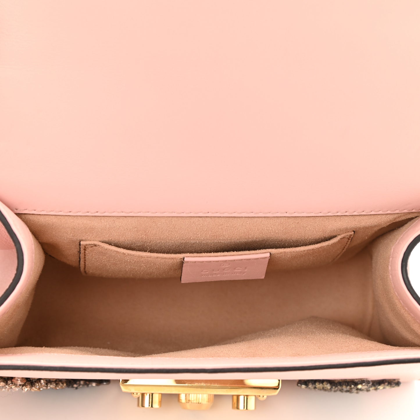 Calfskin Crystal Star Embroidered Small Padlock Shoulder Bag Perfect Pink Multicolor