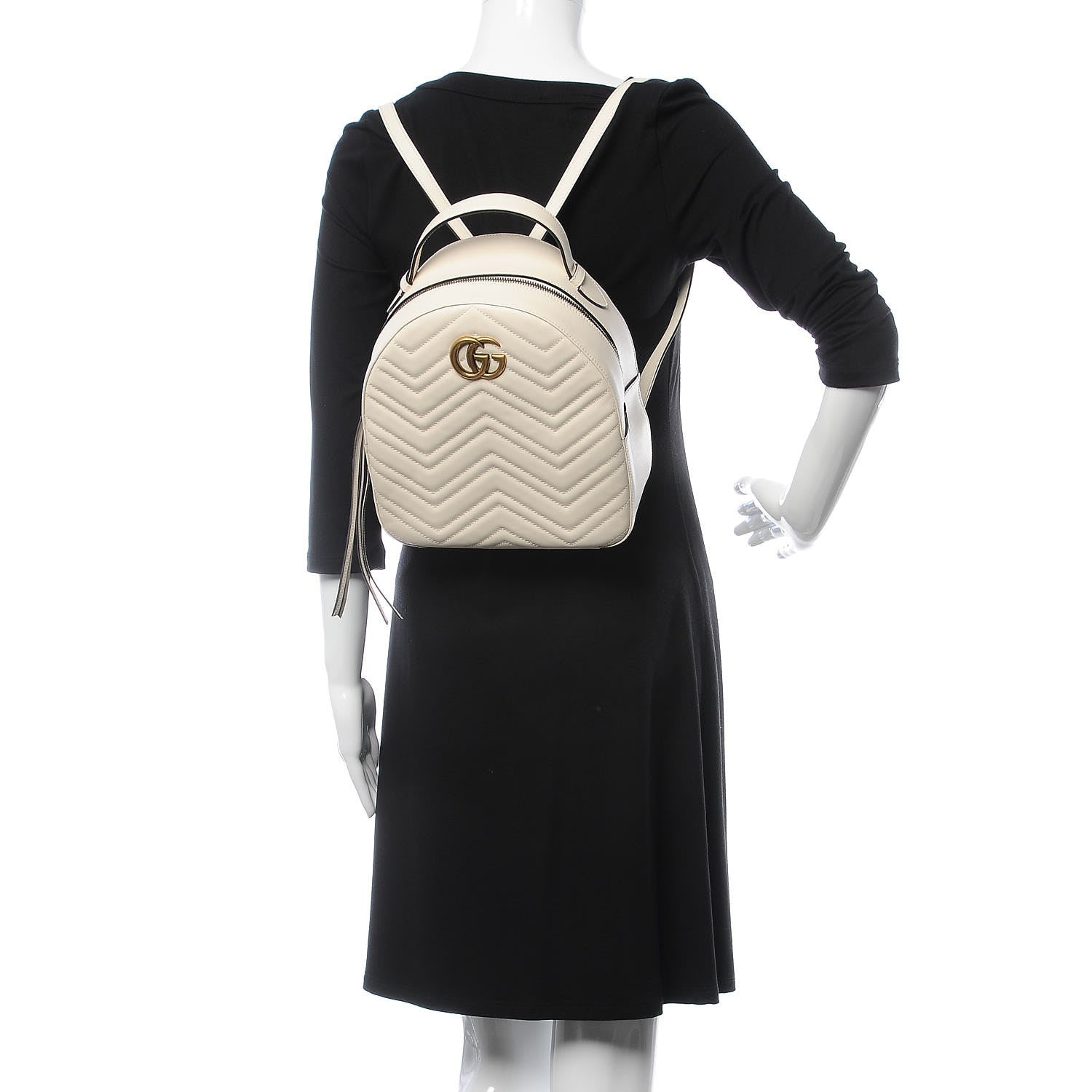 Gucci Calfskin Matelasse GG Marmont Dome Backpack White 2 of 12