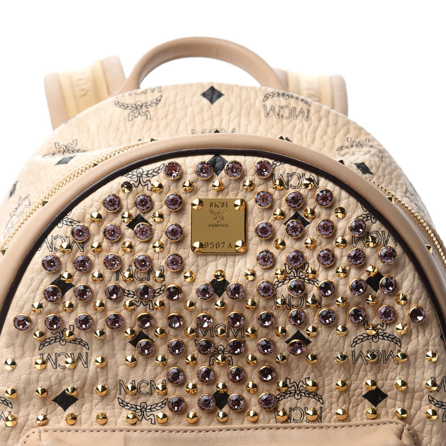 MCM Visetos Small Stud Stark Backpack Beige 10 of 10