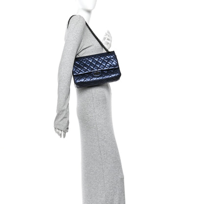 Chanel Metallic Aged Calfskin Quilted 2.55 Reissue 226 Flap Dark Navy Blue 2 of 10