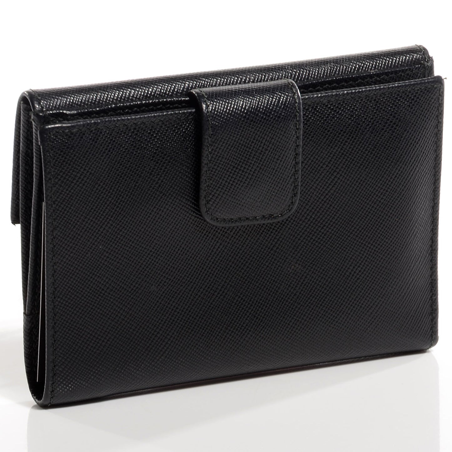 Saffiano Medium Flap Bi-Fold Wallet Black