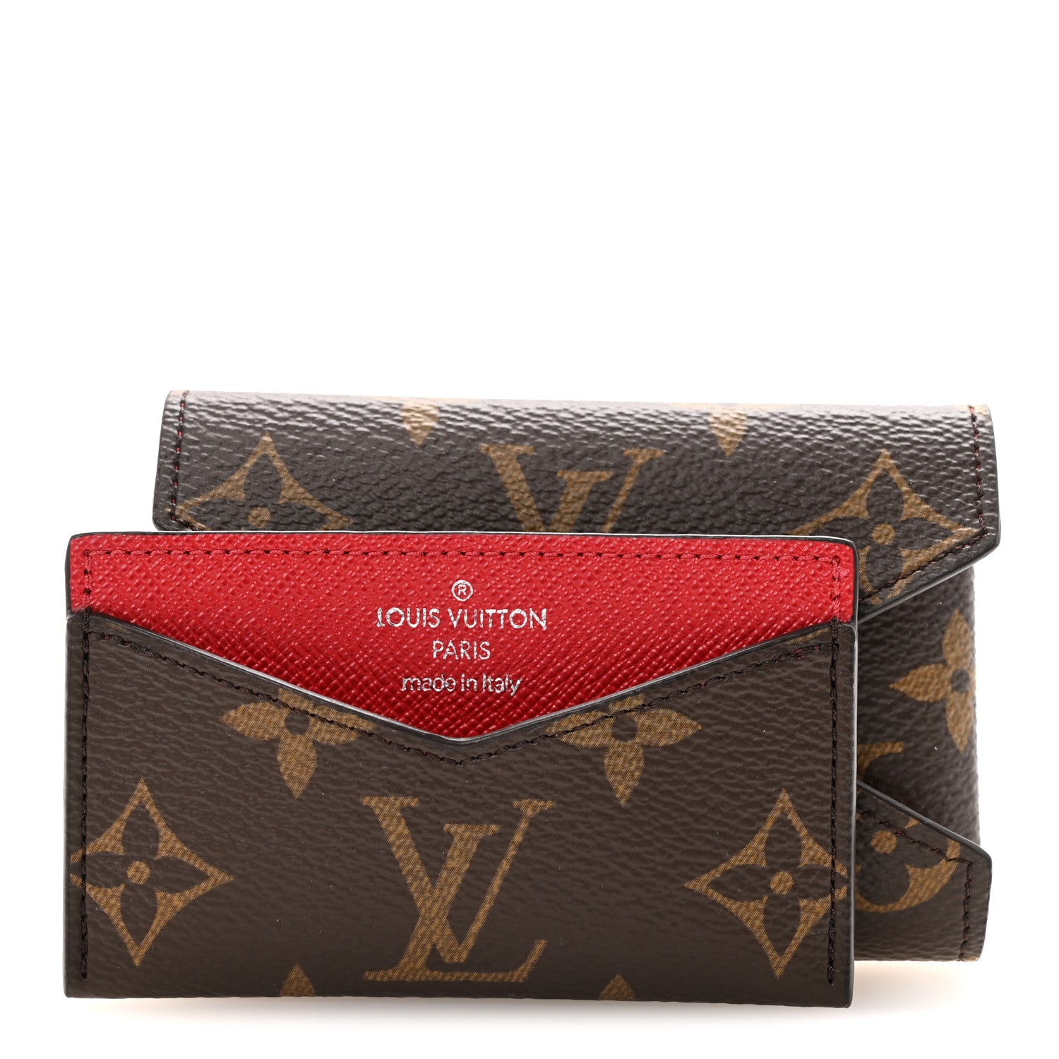 Louis Vuitton カードケース ブラウン/レッド Louis Vuitton Monogram LV Colormania Kirigami Card Holder Sari Red