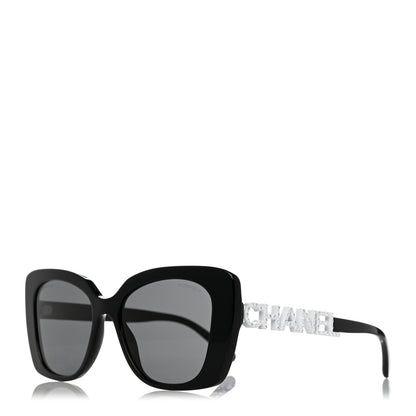 Chanel Acetate Strass Square Sunglasses 5422-B Black White 1 of 8