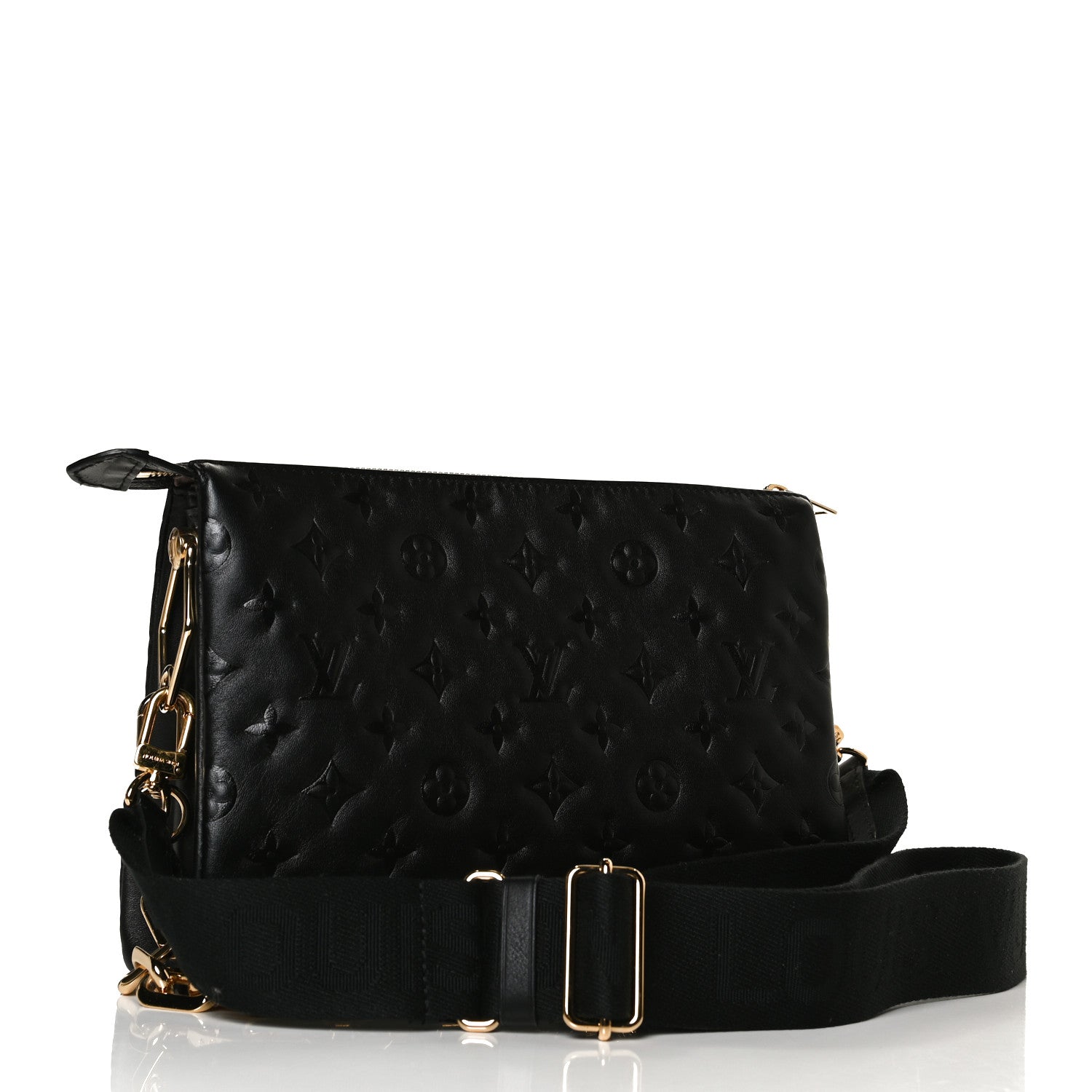 Louis Vuitton Lambskin Embossed Monogram Coussin PM Black 3 of 11
