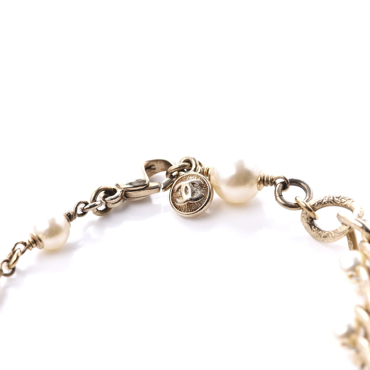 Pearl Crystal CC Bracelet Gold