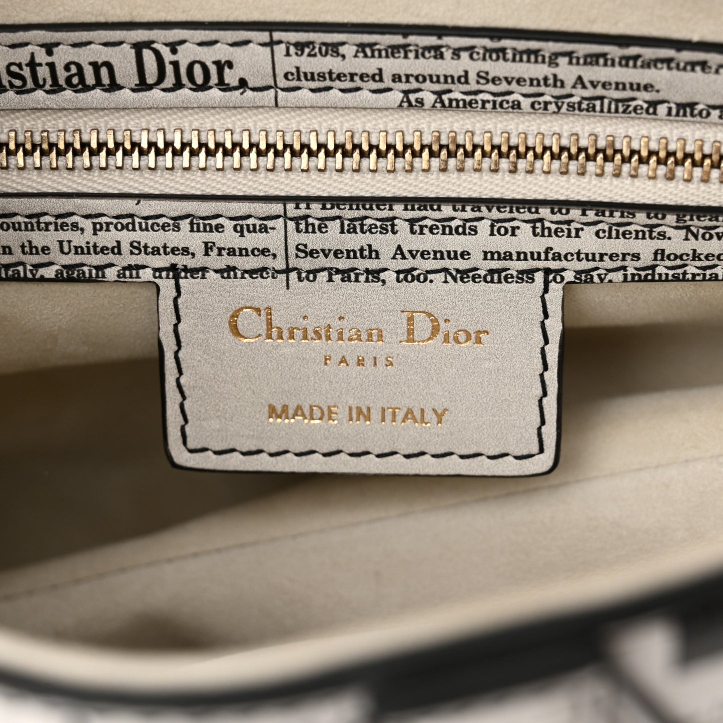 Calfskin Newspaper Printed Saddle Bag With Strap Black White