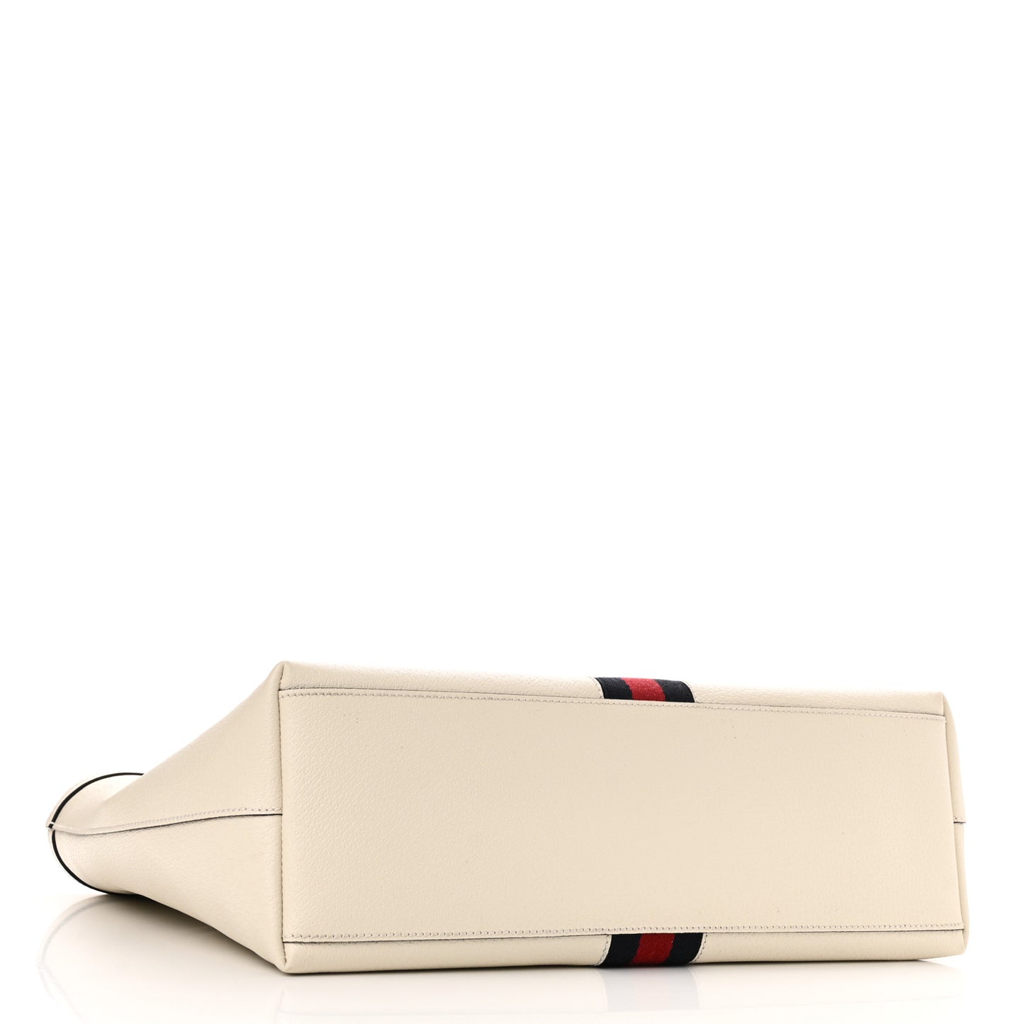 Textured Calfskin Web Ophidia Shopping Tote Ivory