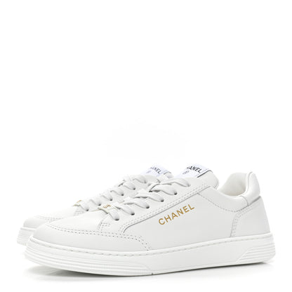 Chanel Calfskin Womens CC Logo Sneakers 38 White 3 of 9