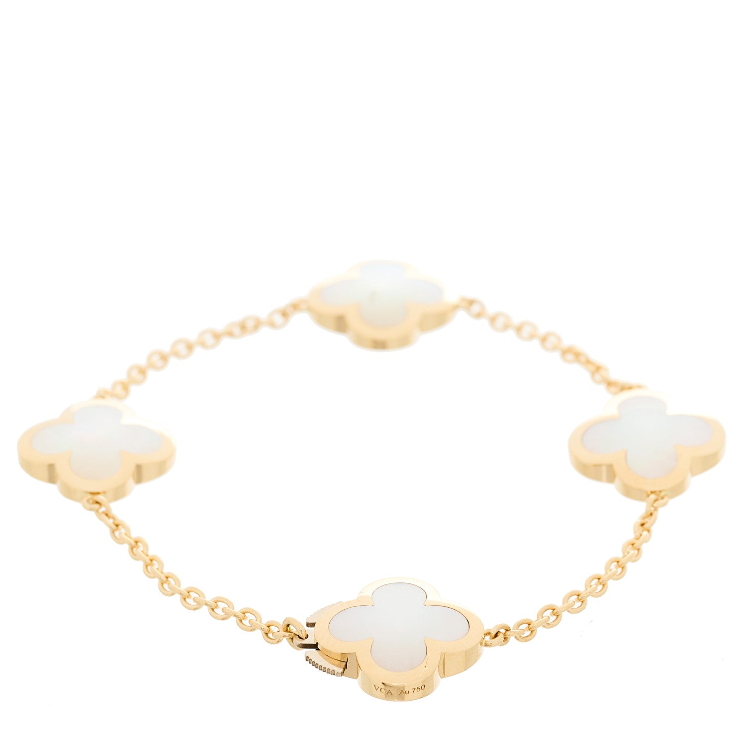 Van Cleef & Arpels 18K Yellow Gold Mother of Pearl 4 Motifs Pure Alhambra Bracelet 2 of 4