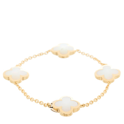 Van Cleef & Arpels 18K Yellow Gold Mother of Pearl 4 Motifs Pure Alhambra Bracelet 2 of 4