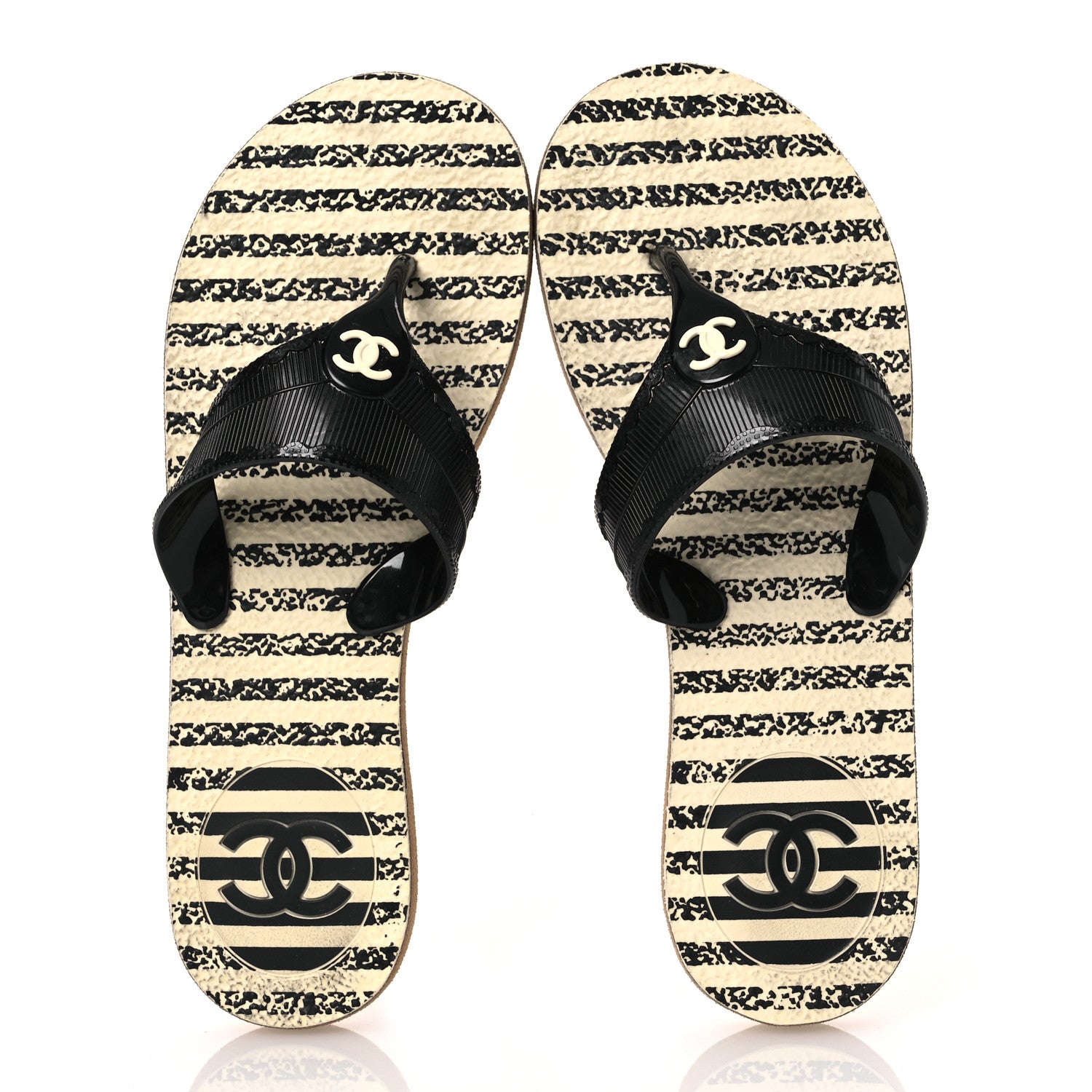 Chanel Entre Doigts Thong Sandals 39 Black White 2 of 11