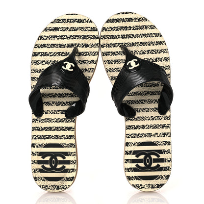 Chanel Entre Doigts Thong Sandals 39 Black White 2 of 11