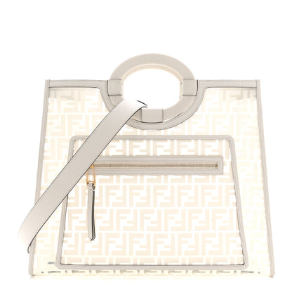 Fendi TPU FF Vitello Century Plexiglass Medium Runaway Shopper Tote White 1 of 15