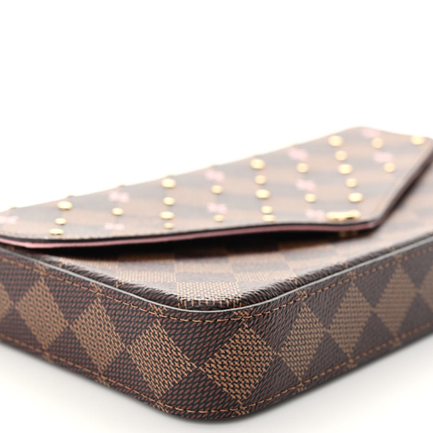 Damier Ebene Studded Pochette Felicie Chain Wallet