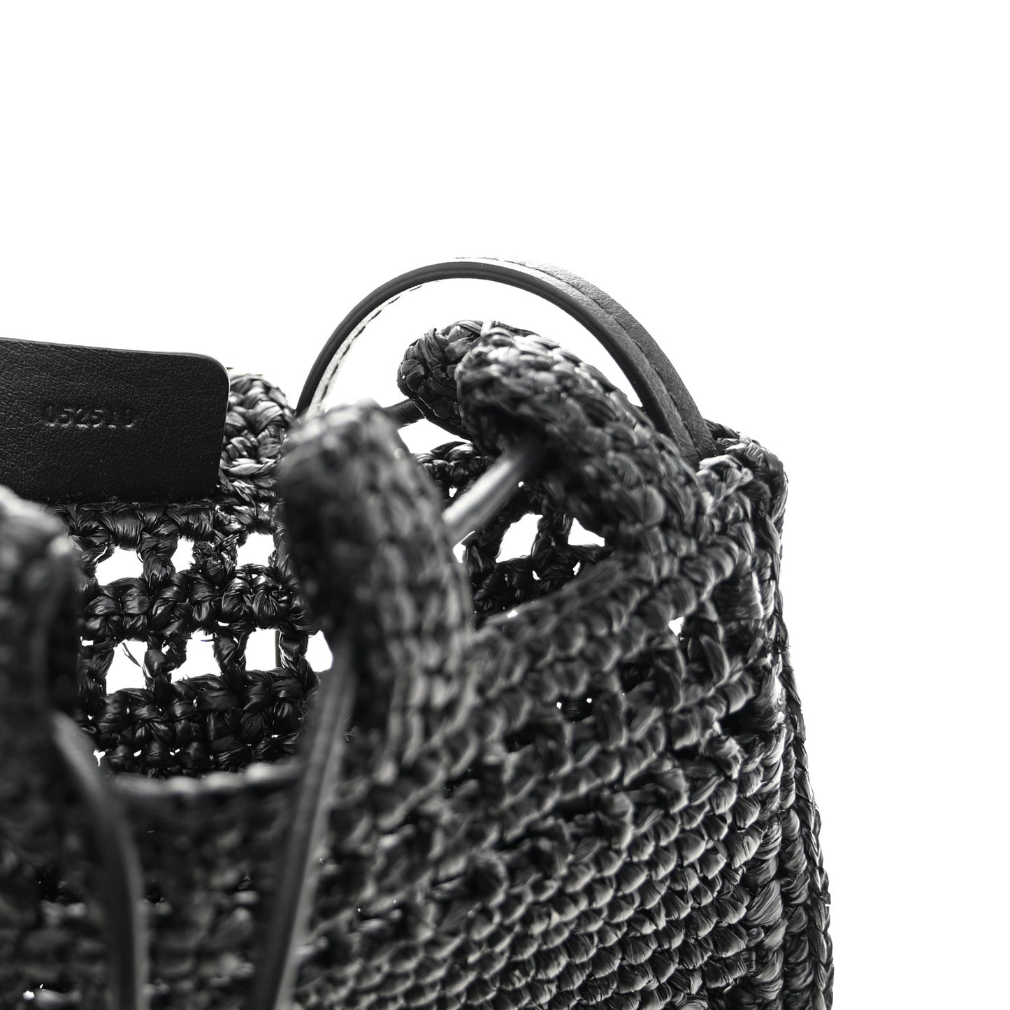 Raffia Logo Drawstring Pocket Crossbody Black
