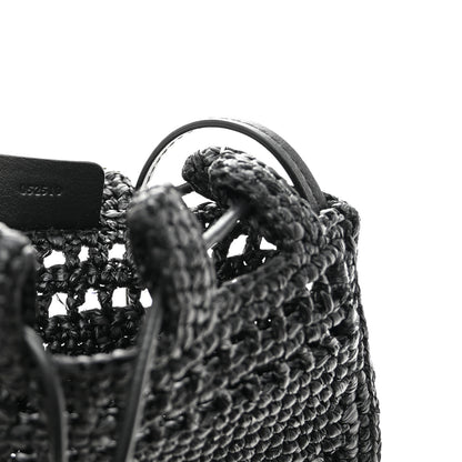 Loewe Raffia Logo Drawstring Pocket Crossbody Black 7 of 10