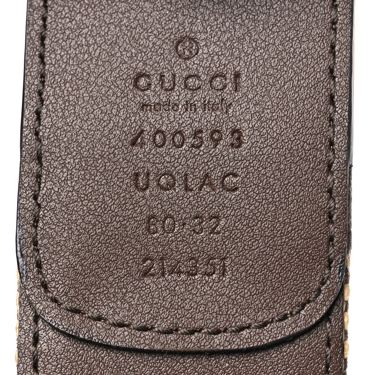 Gucci Monogram Jumbo GG Textured Dollar Calfskin Double G 40mm Belt 80 32 Camel Ebony 5 of 5
