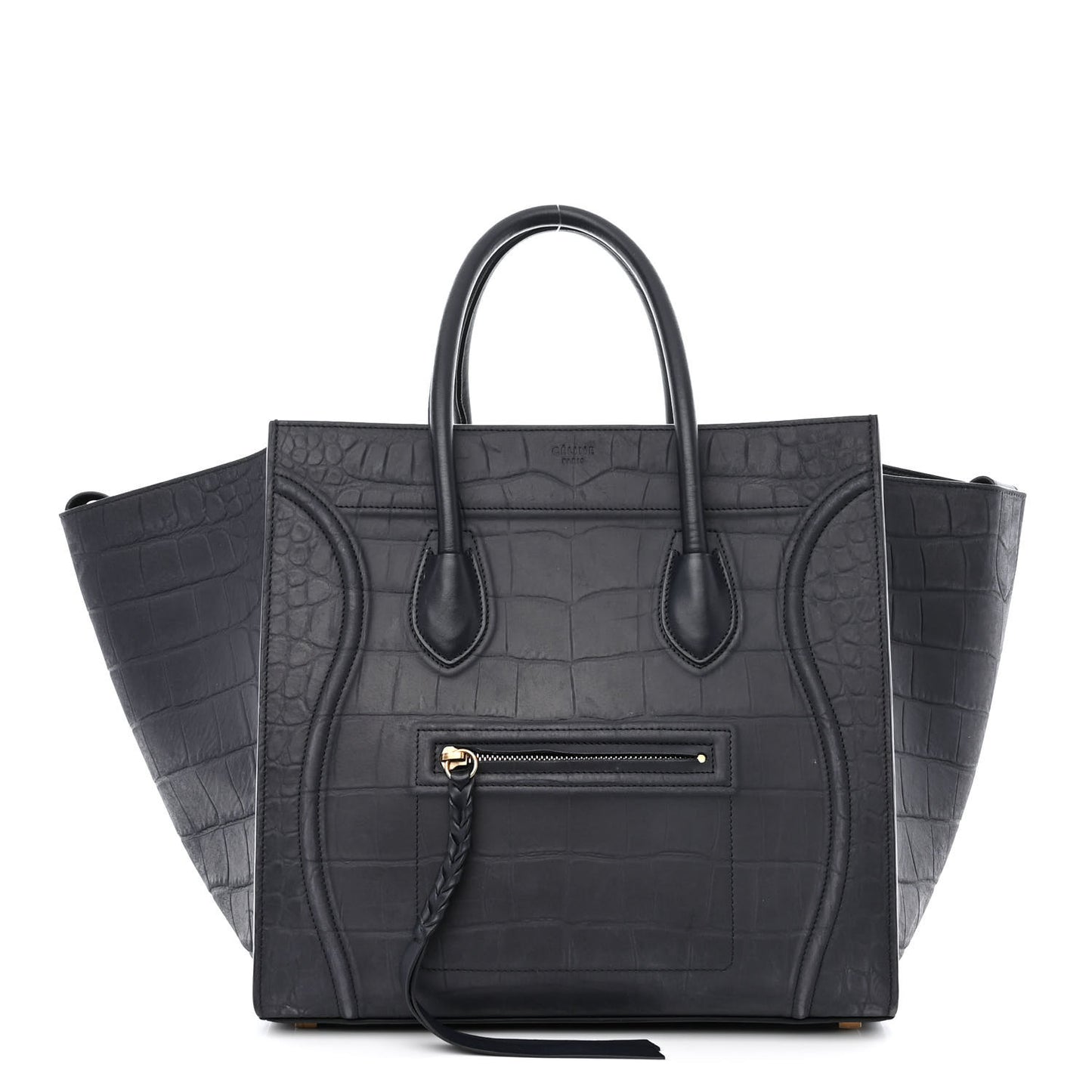 Crocodile Embossed Nubuck Medium Phantom Luggage Navy Blue