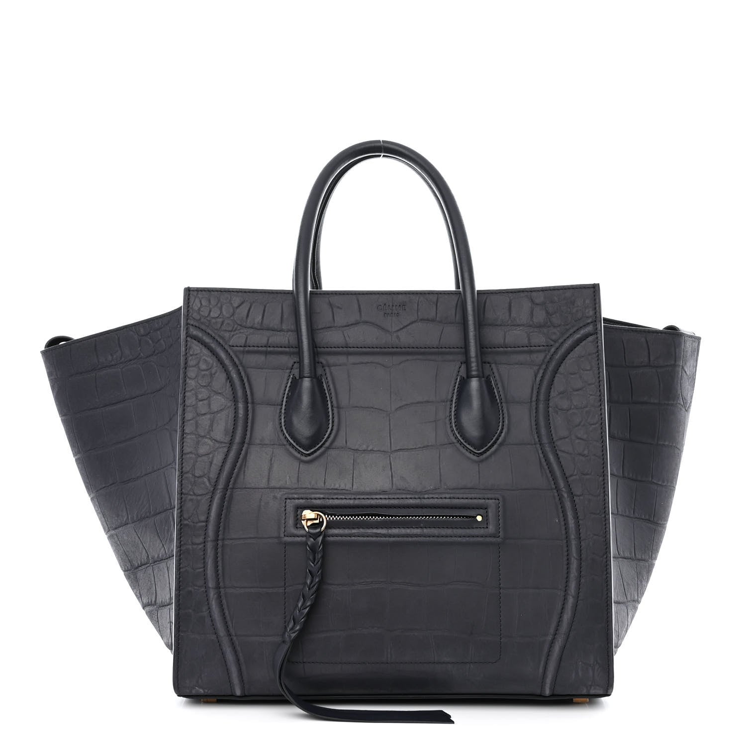 Celine Crocodile Embossed Nubuck Medium Phantom Luggage Navy Blue 1 of 18