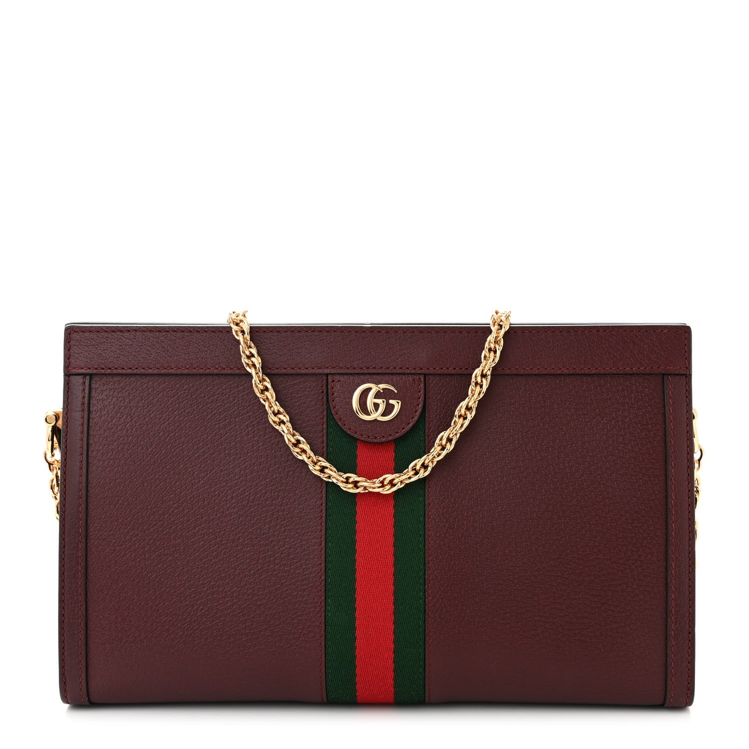 Gucci Textured Calfskin Web Medium Ophidia Chain Shoulder Bag Vintage Bordeaux 1 of 11