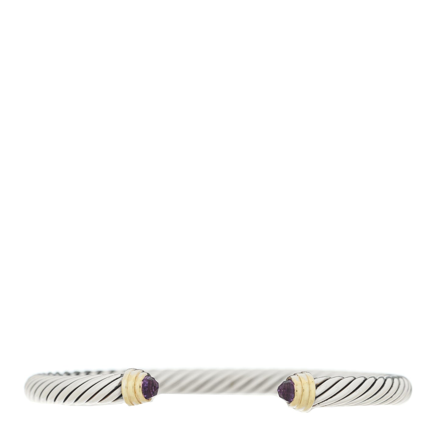 Sterling Silver 14K Yellow Gold Amethyst 5mm Cable Classics Petite Color Bracelet