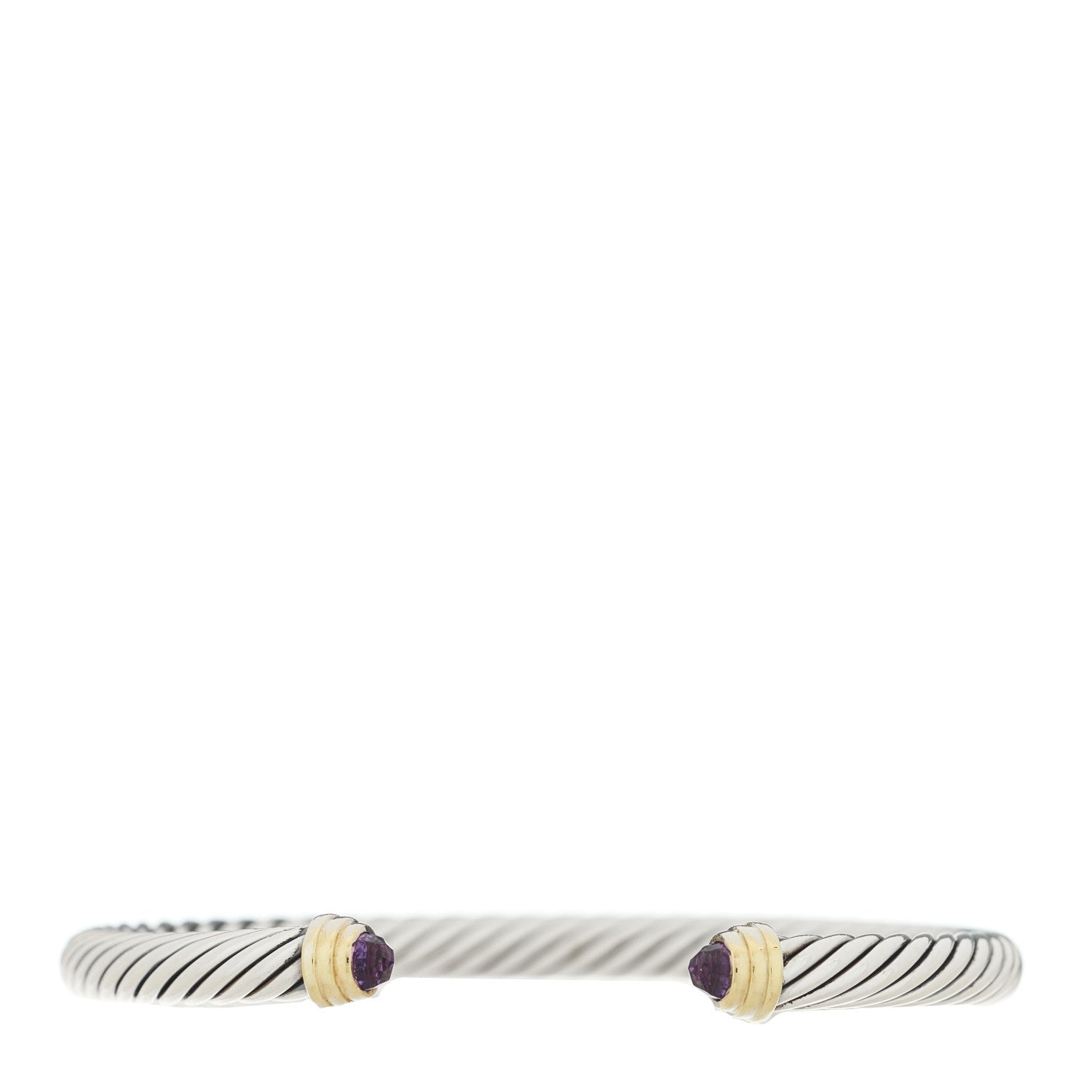 David Yurman Sterling Silver 14K Yellow Gold Amethyst 5mm Cable Classics Petite Color Bracelet 1 of 3