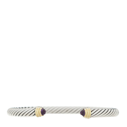 David Yurman Sterling Silver 14K Yellow Gold Amethyst 5mm Cable Classics Petite Color Bracelet 1 of 3