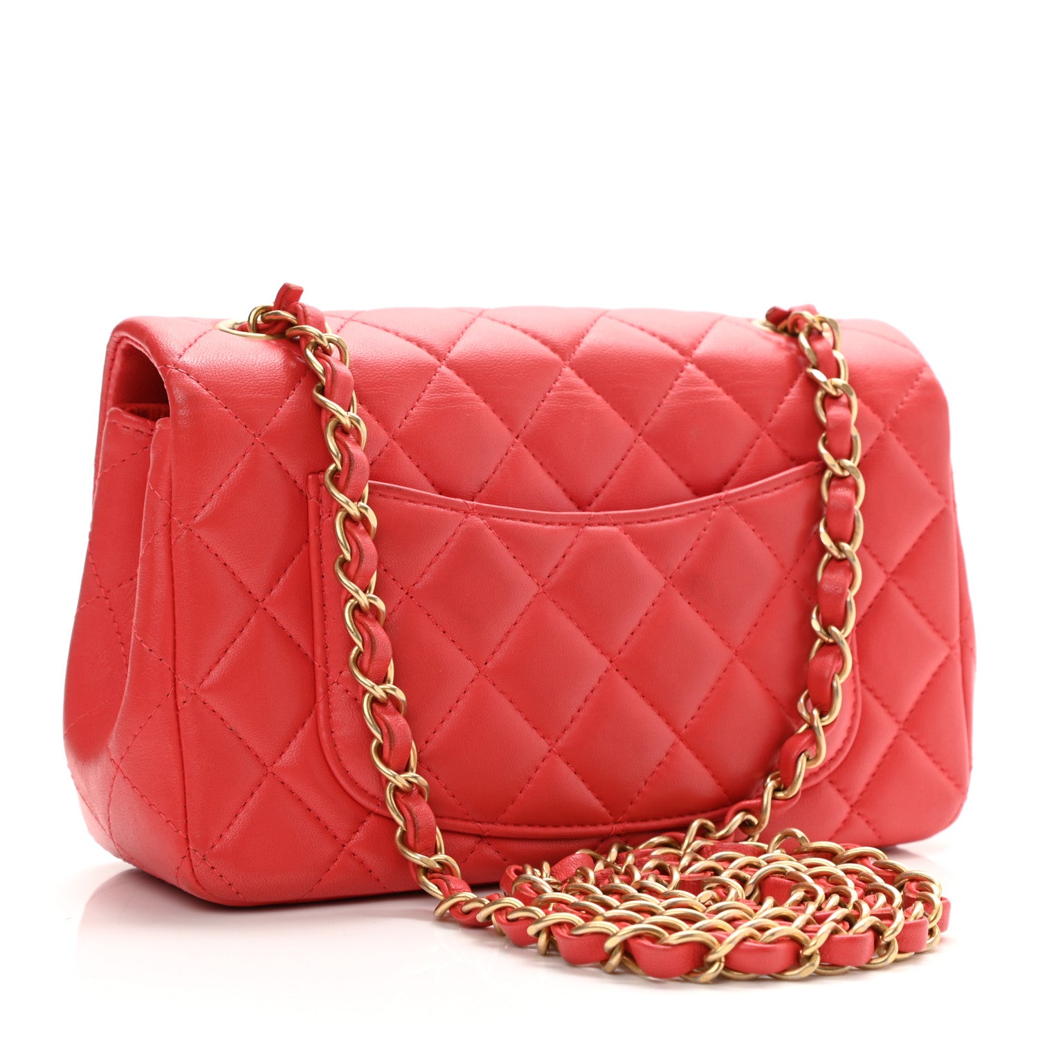 Chanel Lambskin Quilted Mini Rectangular Flap Red 3 of 17