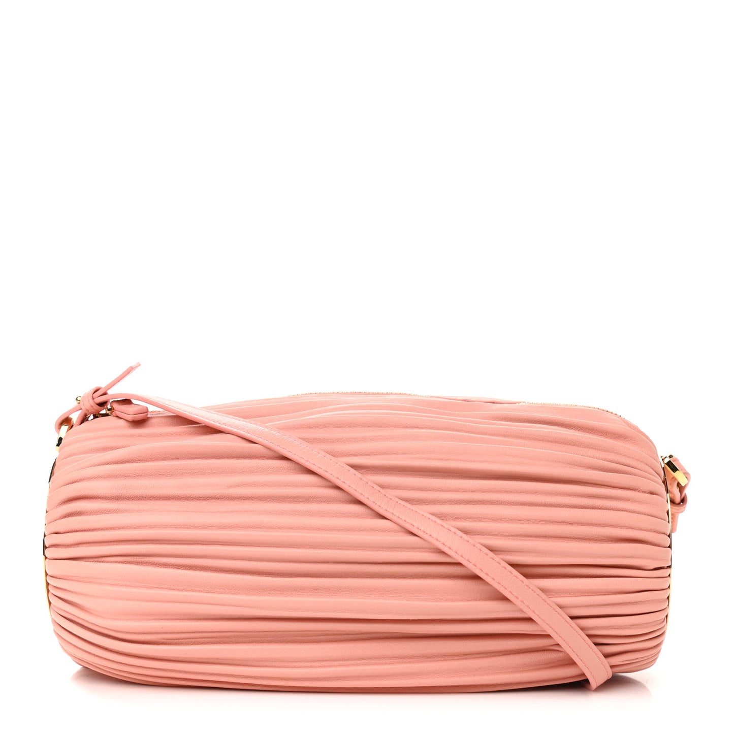 Lambskin Pleated Bracelet Pouch Shoulder Bag Blossom