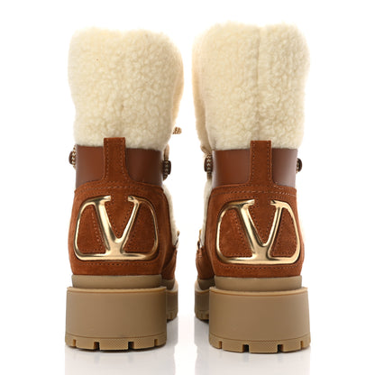 Valentino Garavani Suede Shearling Vlogo Trekkgirl 25/40mm Boots 38.5 Selleria 5 of 9