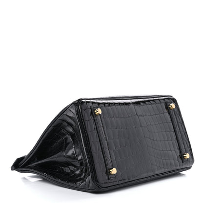 Hermes Shiny Niloticus Crocodile Birkin 30 Black 4 of 12