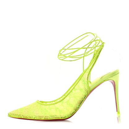 Christian Louboutin Kate Lace 85 Pumps 38.5 Neon Yellow 1 of 8
