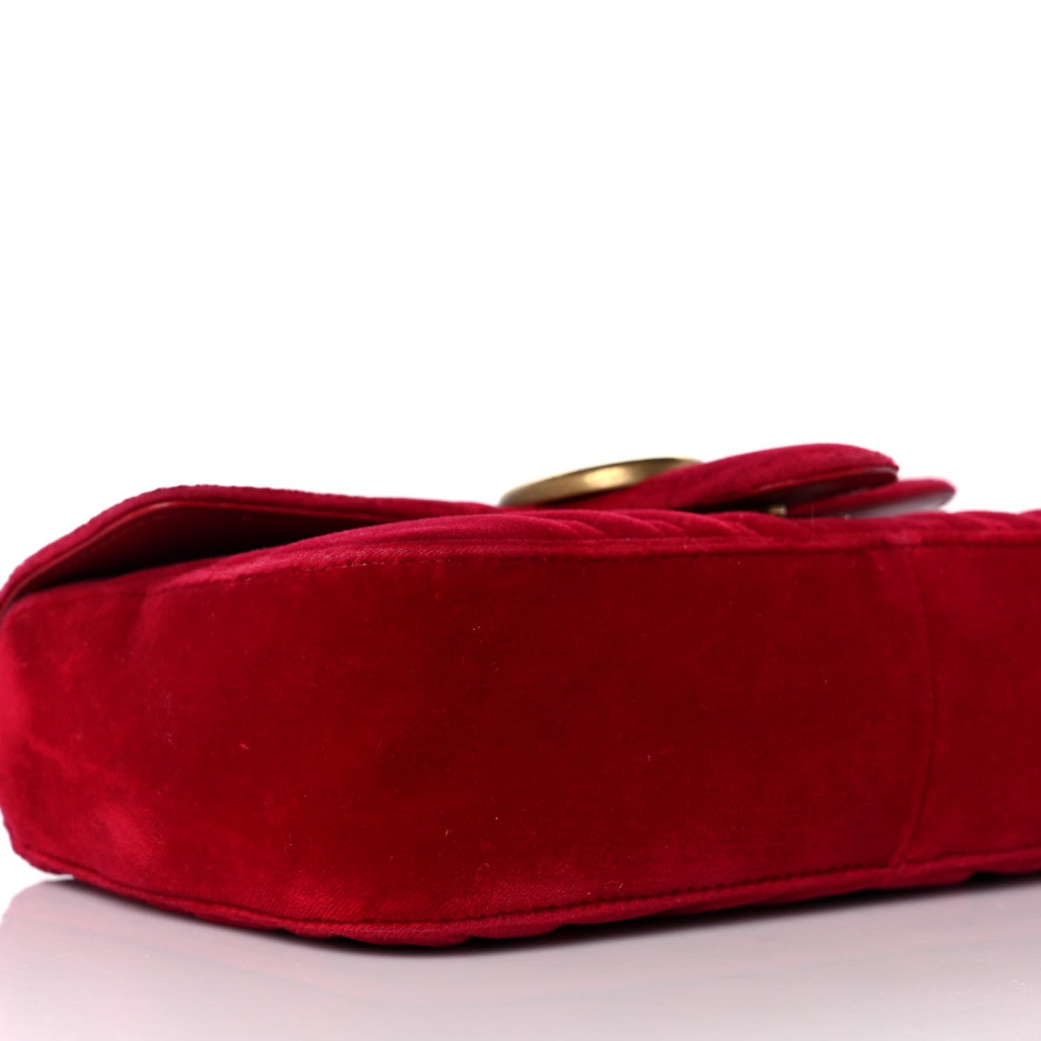 Gucci Velvet Matelasse Mini GG Marmont Shoulder Bag Hibiscus Red 5 of 11