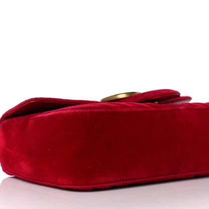 Gucci Velvet Matelasse Mini GG Marmont Shoulder Bag Hibiscus Red 5 of 11