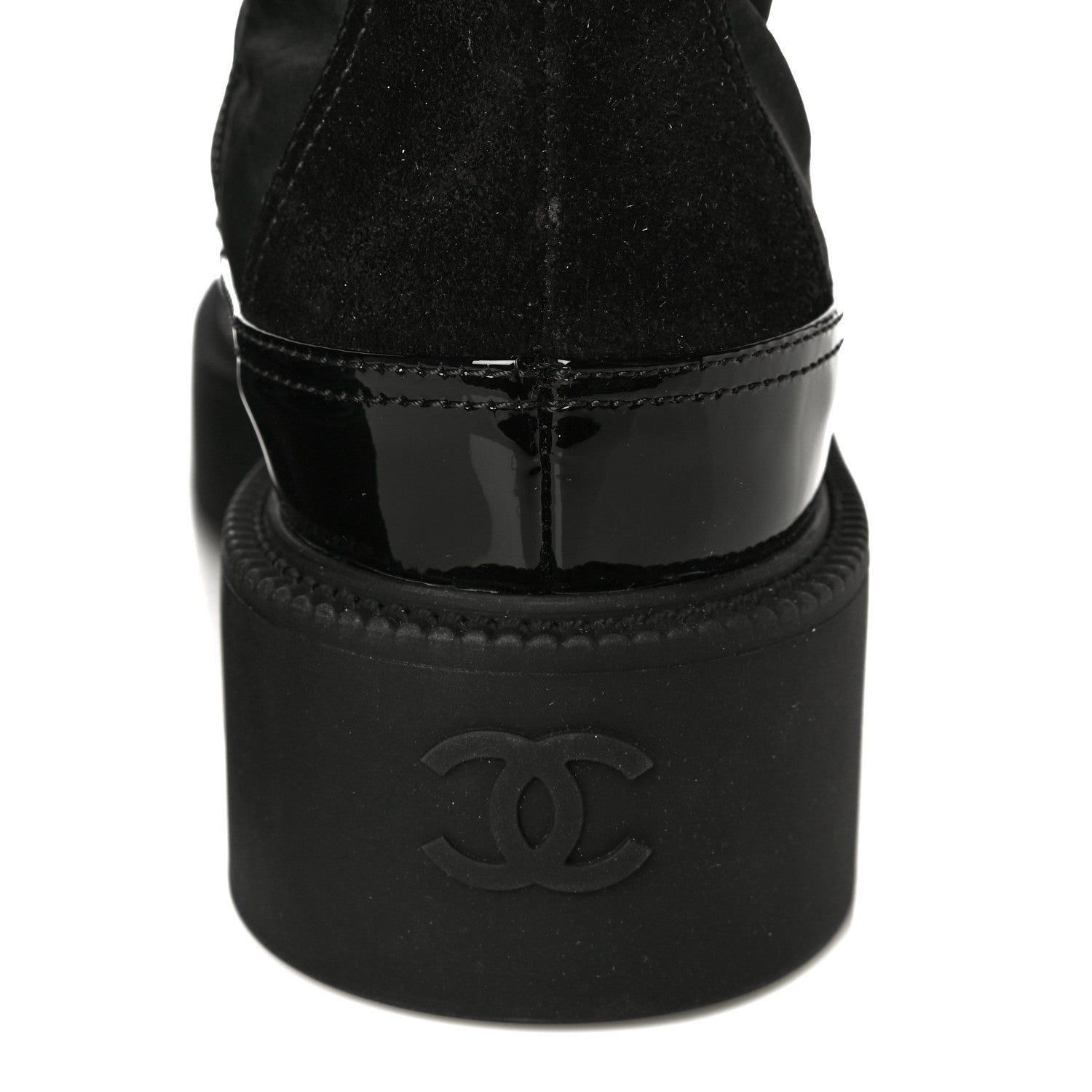 Chanel Nylon Suede Patent Calfskin CC Lace Up Boots 36.5 Black 12 of 13