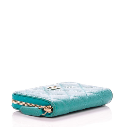 Chanel Caviar Quilted Zip Coin Purse Turquoise 4 of 7