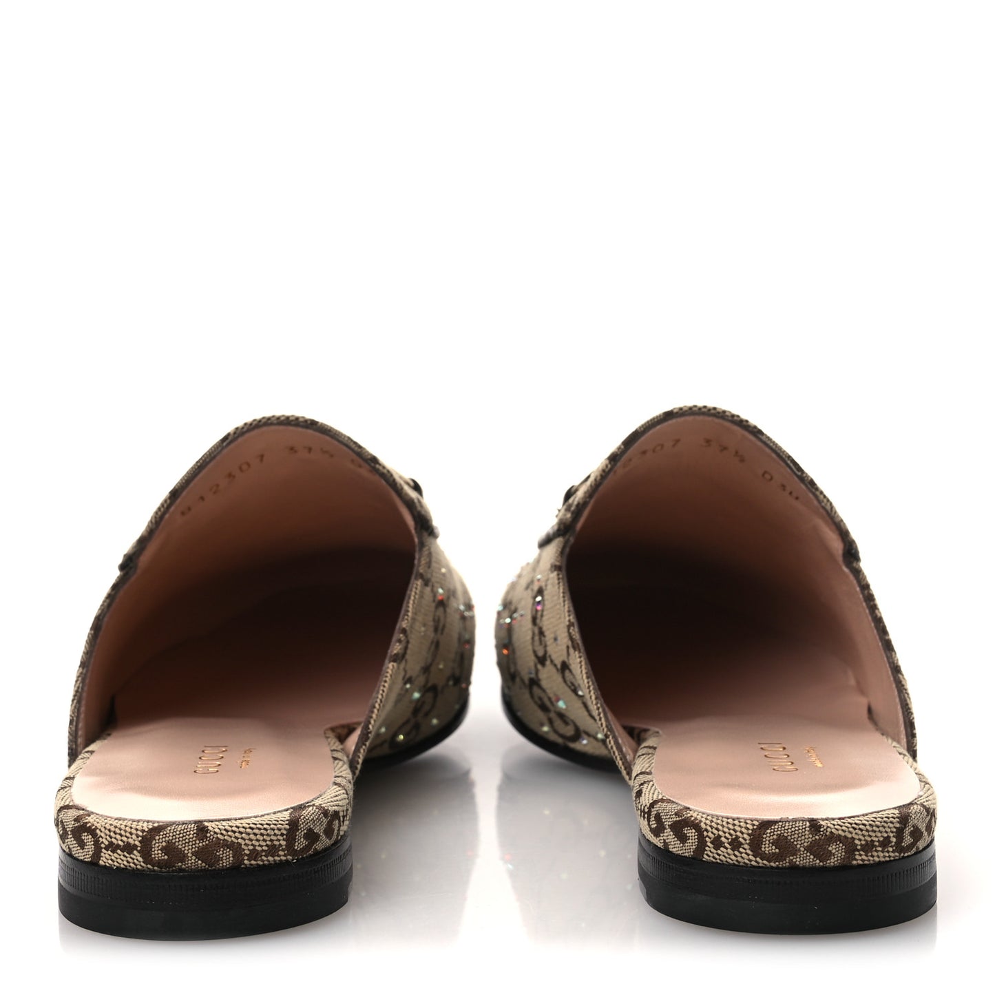 Crystal Canvas GG Monogram Nappa Womens Princetown Slippers 37.5 Beige Ebony New Acero
