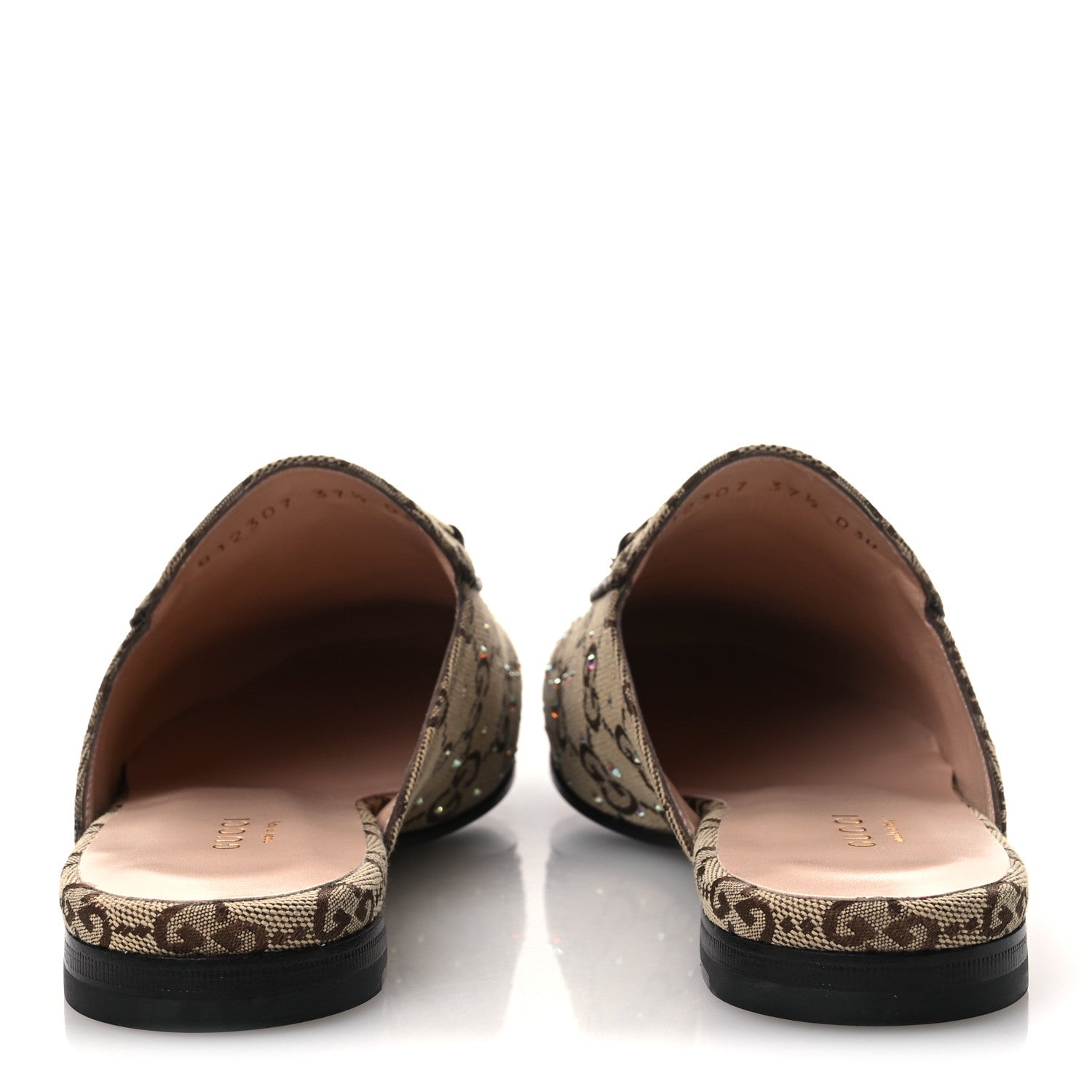 Gucci Crystal Canvas GG Monogram Nappa Womens Princetown Slippers 37.5 Beige Ebony New Acero 6 of 11