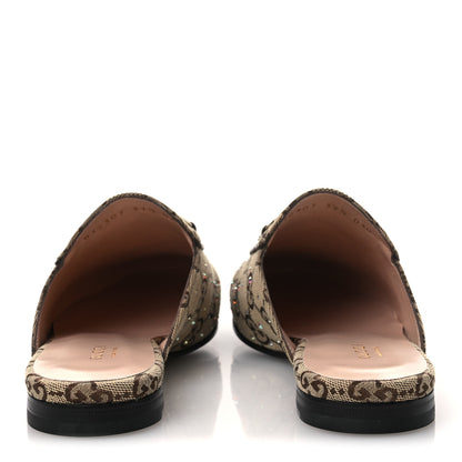 Gucci Crystal Canvas GG Monogram Nappa Womens Princetown Slippers 37.5 Beige Ebony New Acero 6 of 11