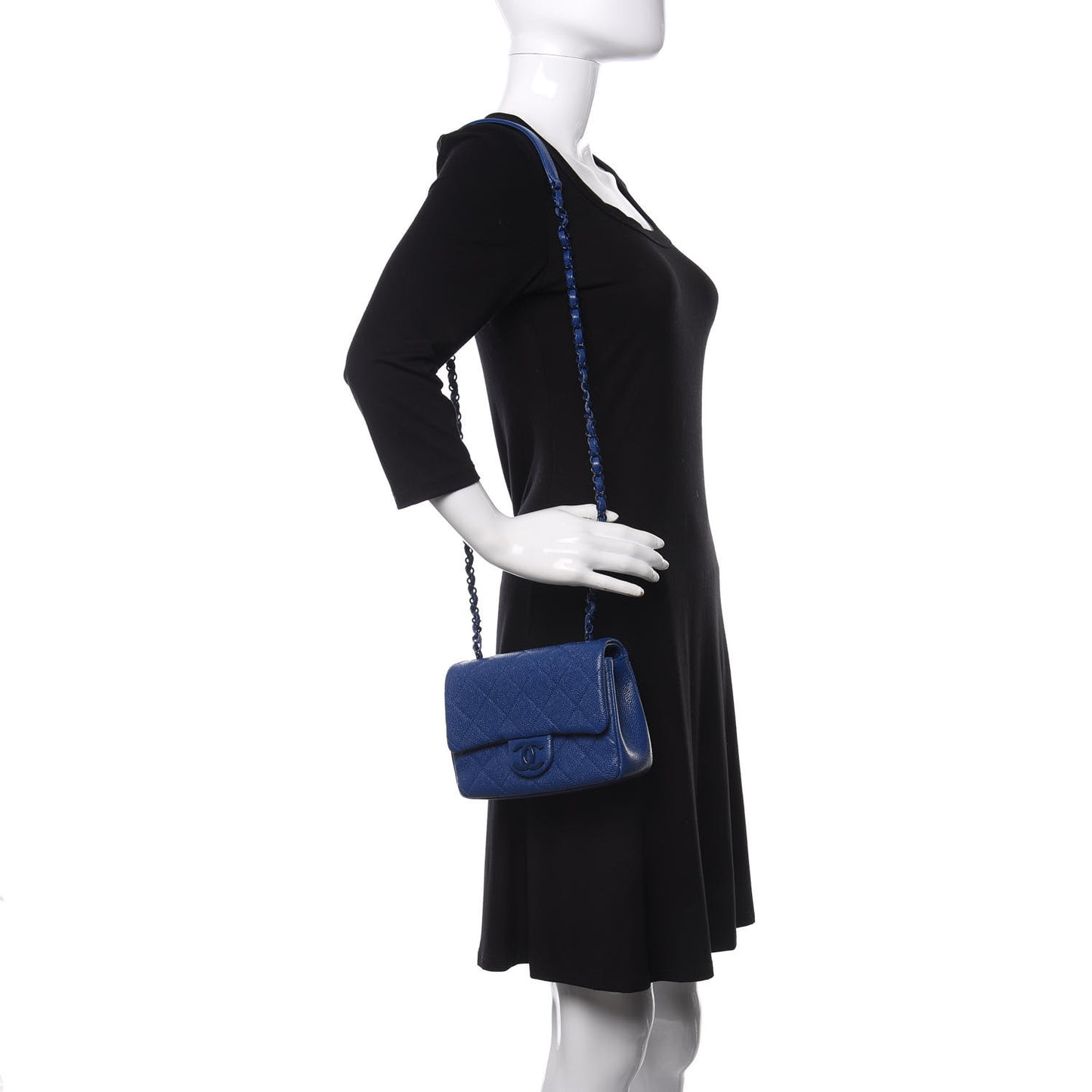 Caviar Quilted Incognito Mini Square Flap Dark Blue