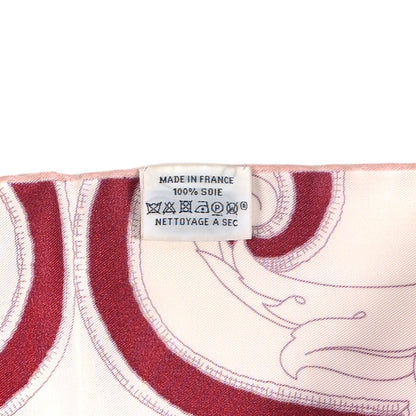 Hermes Silk L'Instruction Du Roy Muffler Rose White Bordeaux 3 of 3