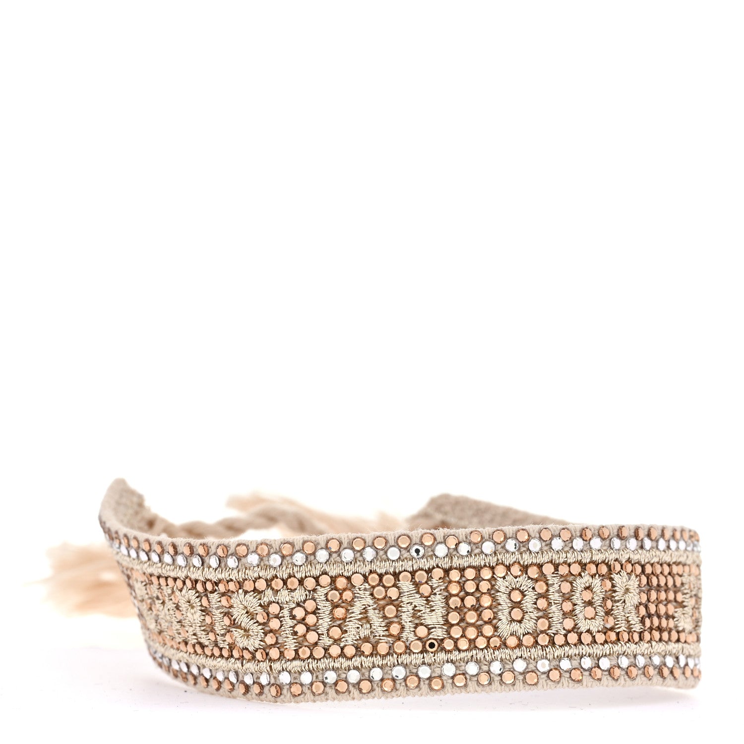 Christian Dior Woven Cotton Crystal Embroidered J'Adior Friendship Bracelet Gold 1 of 5