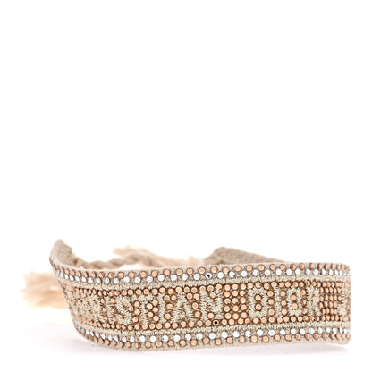 Christian Dior Woven Cotton Crystal Embroidered J'Adior Friendship Bracelet Gold 1 of 5