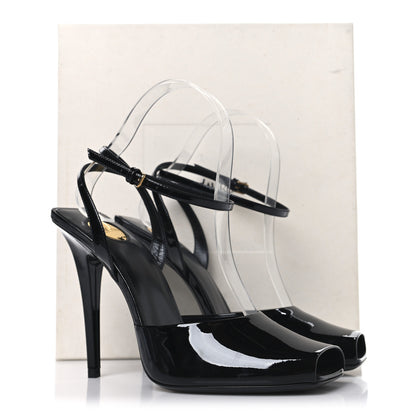 Saint Laurent Patent Calfskin La Scandale 110 Sandals 38.5 Black 10 of 10