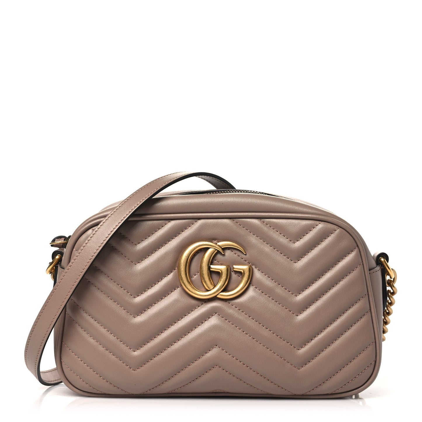 Calfskin Matelasse Small GG Marmont Chain Shoulder Bag Porcelain Rose