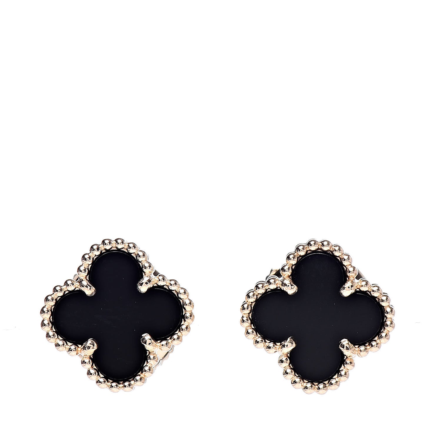 18K Yellow Gold Black Onyx Sweet Alhambra Earrings
